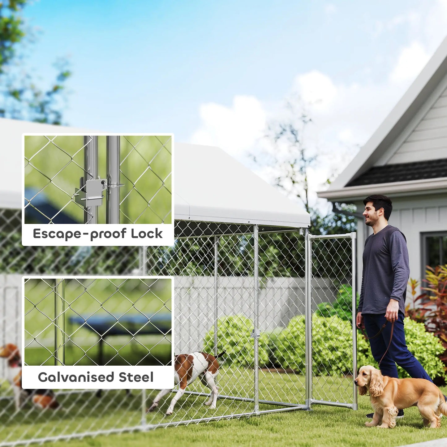 Heavy Duty Outdoor Dog Kennel, Waterproof Roof, 19.7' x 7.5' x 7.9' Dog Kennels at Gallery Canada