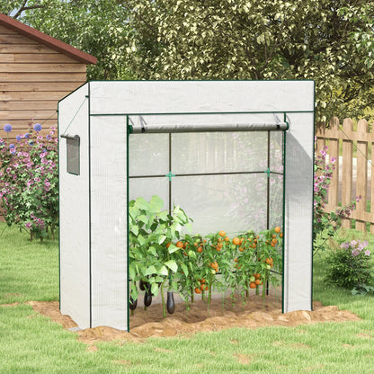 Walk-In Tomato Greenhouse, Lean-To, Reinforced PE Cover, Roll-Up Door, Mesh Windows, White Greenhouses at Gallery Canada