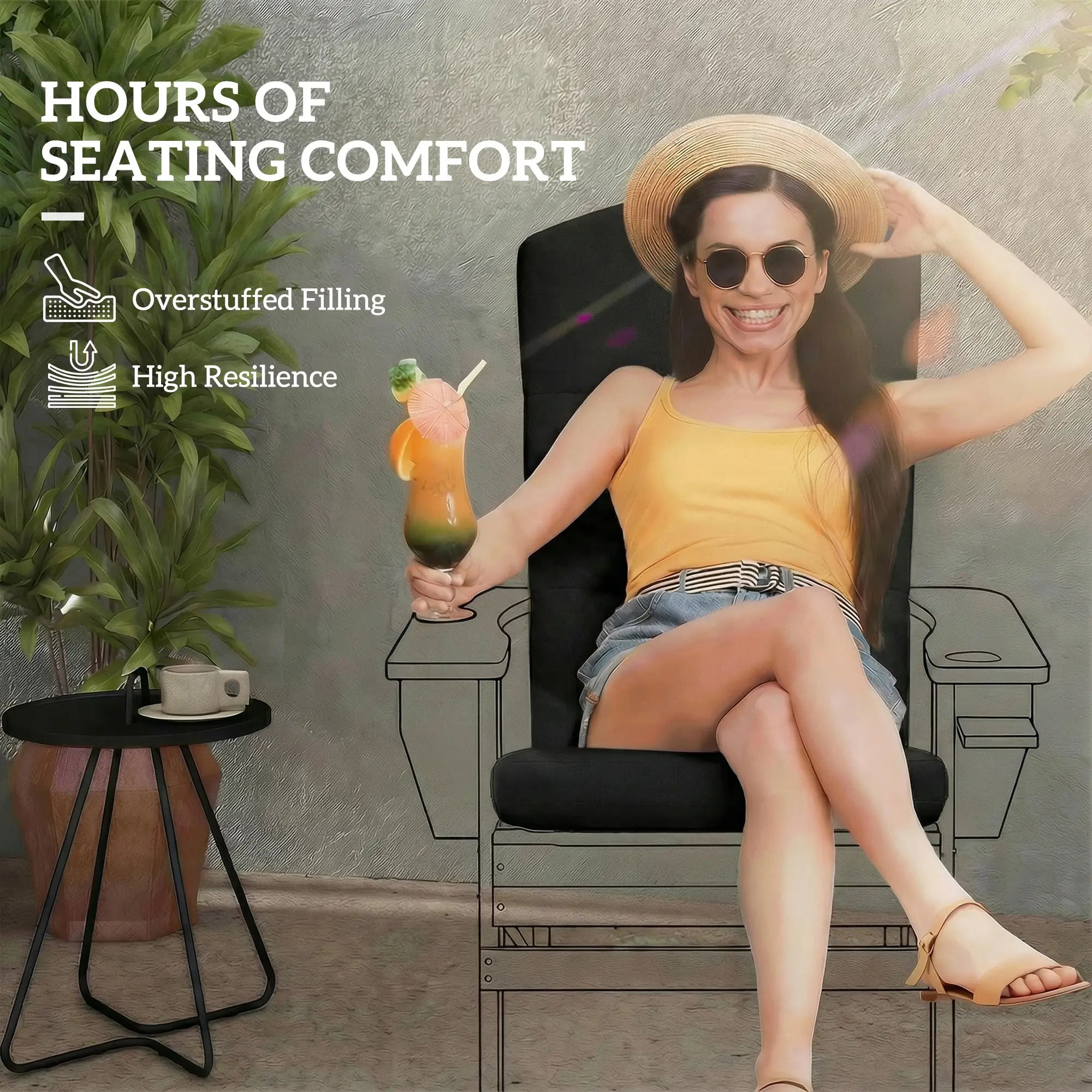 Patio Chair Cushion For Adirondack Chairs, Black Patio Chair Cushions at Gallery Canada