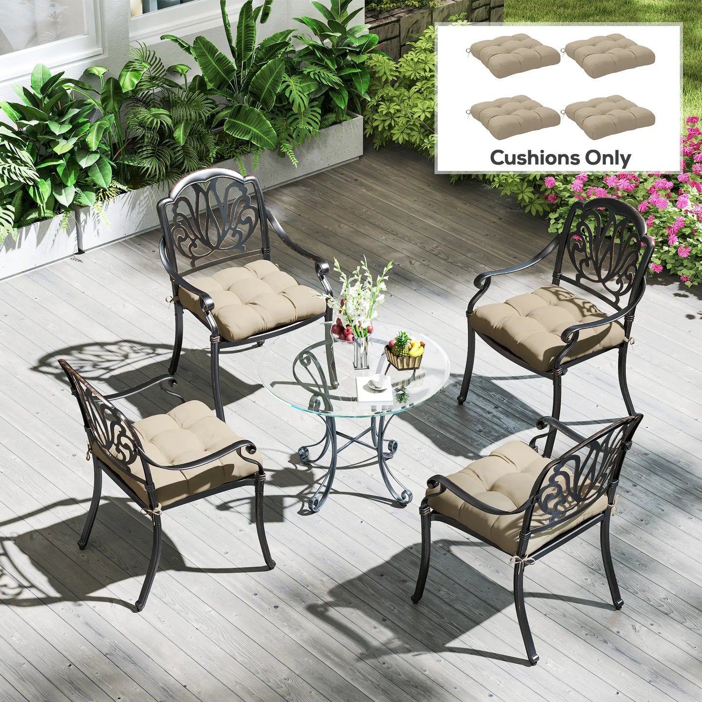 4-Piece Patio Chair Cushion Set With Ties, Indoor Outdoor Replacement Patio Chair Cushions at Gallery Canada