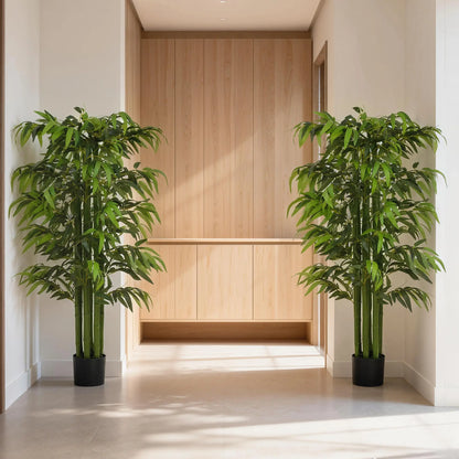 5.3ft Artificial Bamboo Tree Set Of 2, Indoor Fake Plant With Pot Artificial Trees at Gallery Canada