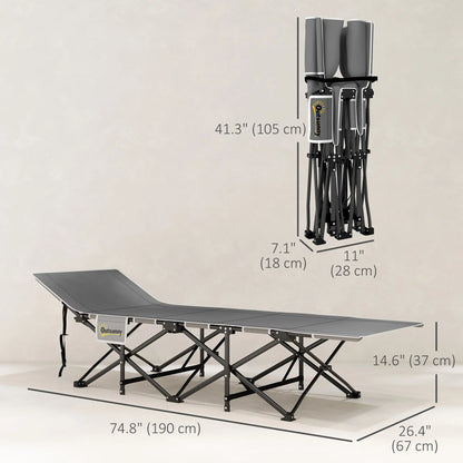 26.4" Wide Folding Camping Cot, Mattress, Storage Pocket, Carry Bag, 330 LBS, Black Camping Cots at Gallery Canada