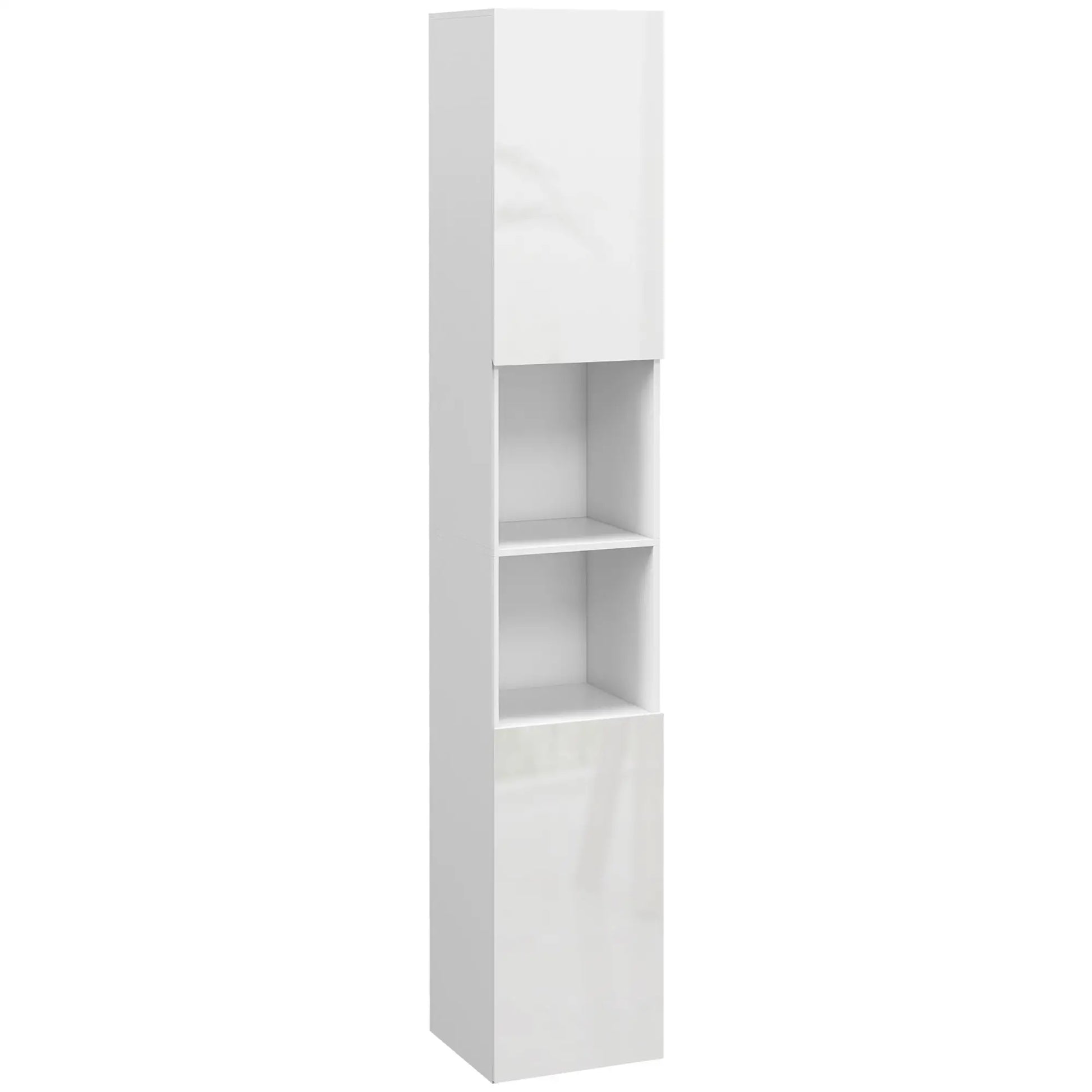 Tall Bathroom Cabinet, High Gloss Storage, Adjustable Shelves, 11.8" x 11.8" x 71.5", White Bathroom Cabinets at Gallery Canada