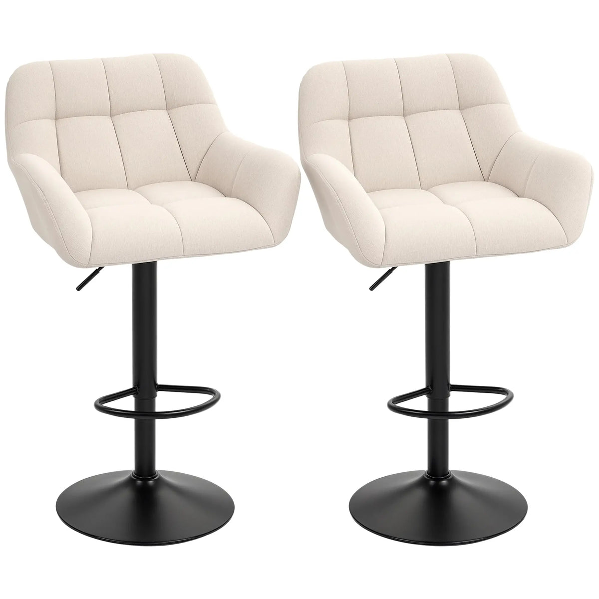 Swivel Barstools Set of 2, Adjustable Height, PU Leather, Cream White Bar Stools at Gallery Canada