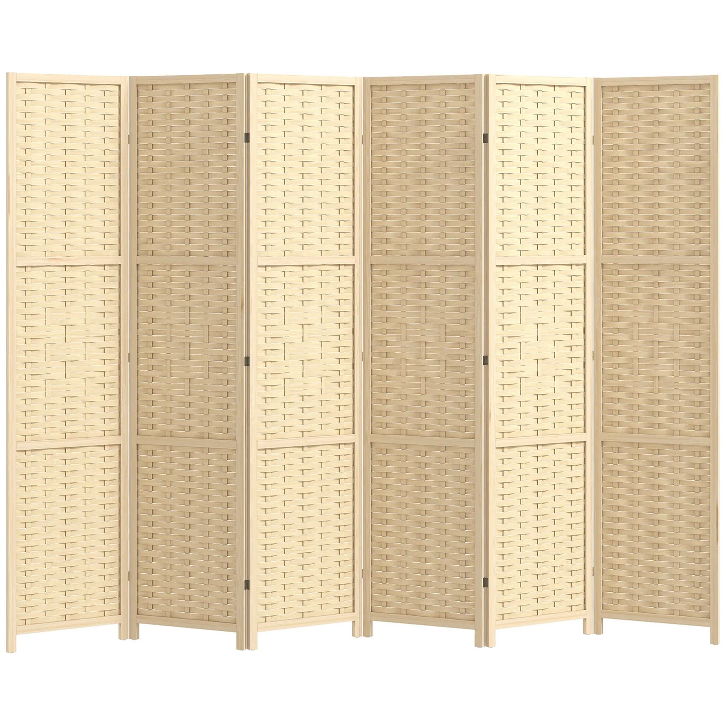 6-Panel Room Divider, 5.6 FT Freestanding Folding Privacy Screen, Natural Wood Room Dividers at Gallery Canada