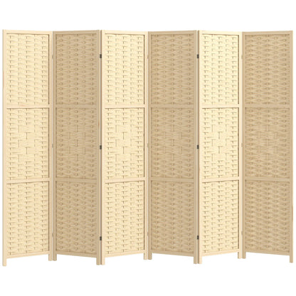 6-Panel Room Divider, 5.6 FT Freestanding Folding Privacy Screen, Natural Wood Room Dividers at Gallery Canada