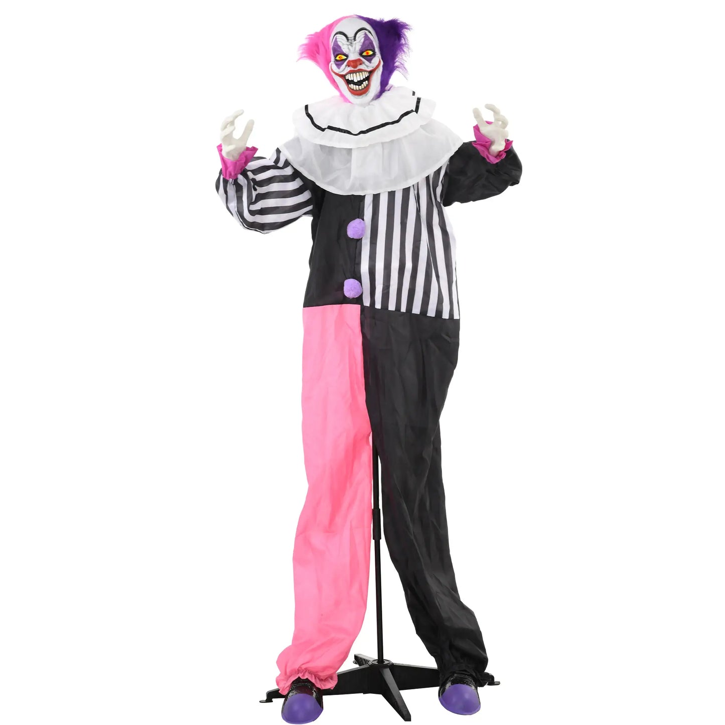 5.7Ft Animated Halloween Clown, Sound Activated, Light Up Eyes Halloween Decorations Black, White, Pink at Gallery Canada