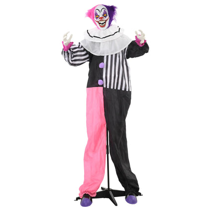 5.7Ft Animated Halloween Clown, Sound Activated, Light Up Eyes Halloween Decorations Black, White, Pink at Gallery Canada