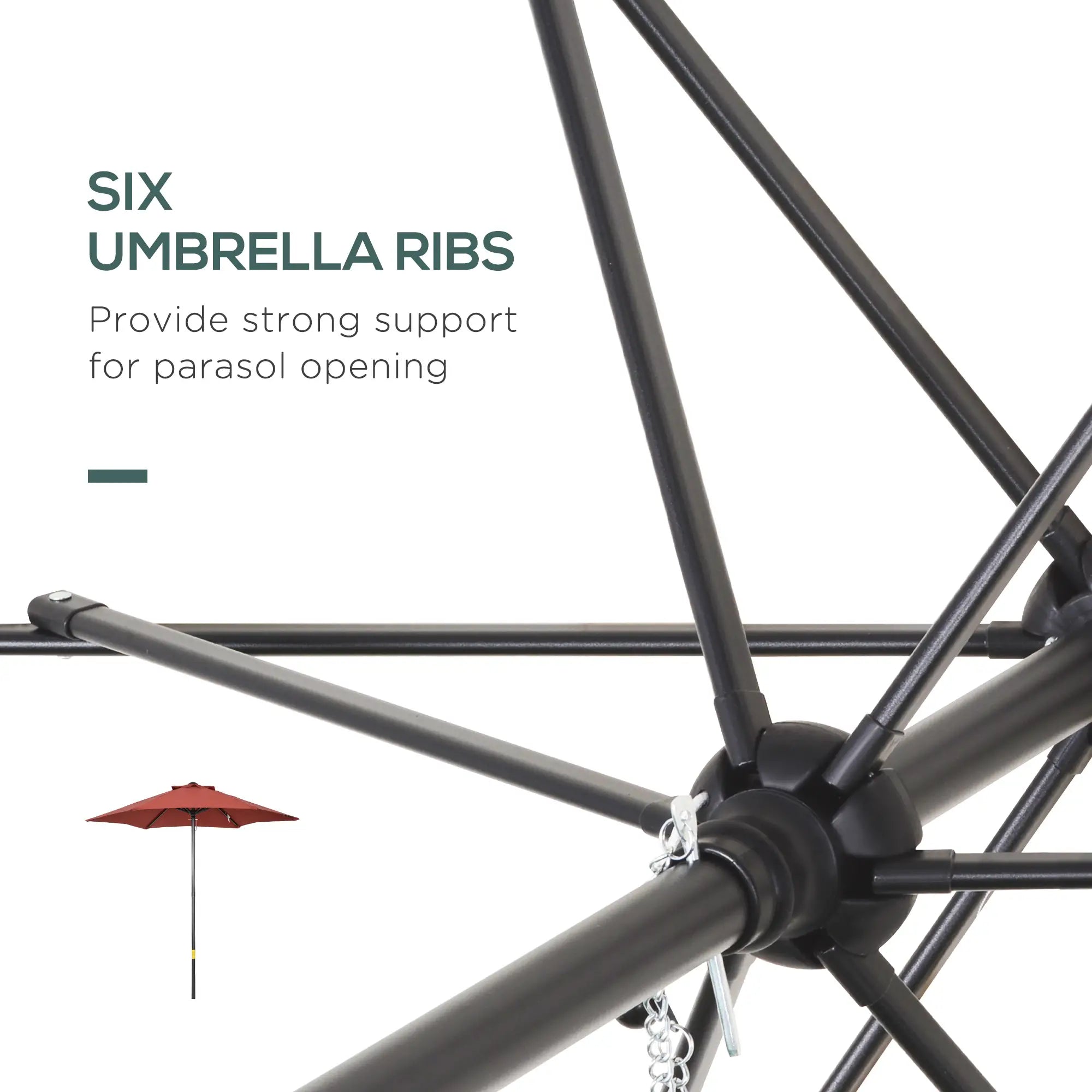 6.6FT Patio Umbrella, Outdoor Parasol, 6 Ribs, Wine Red Sun Umbrellas at Gallery Canada