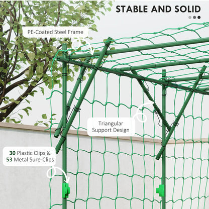7.3 FT Tall Metal Garden Arch Trellis, For Climbing Plants, Green