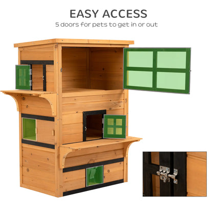 Outdoor Cat House, 3-Tier Kitty Shelter, Weather Resistant, Escape Door Cat Houses at Gallery Canada