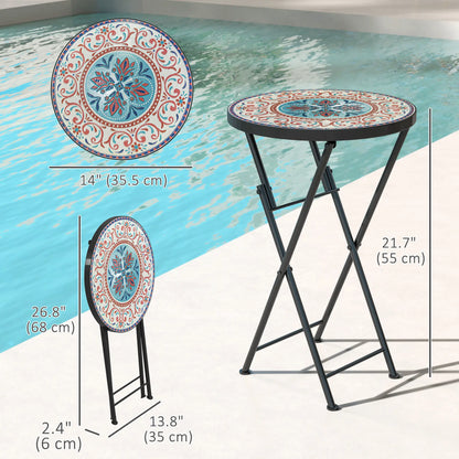 Mosaic Outdoor Patio Side Table, 14" Round, Mixed Colour, Colour Patio Side Tables at Gallery Canada