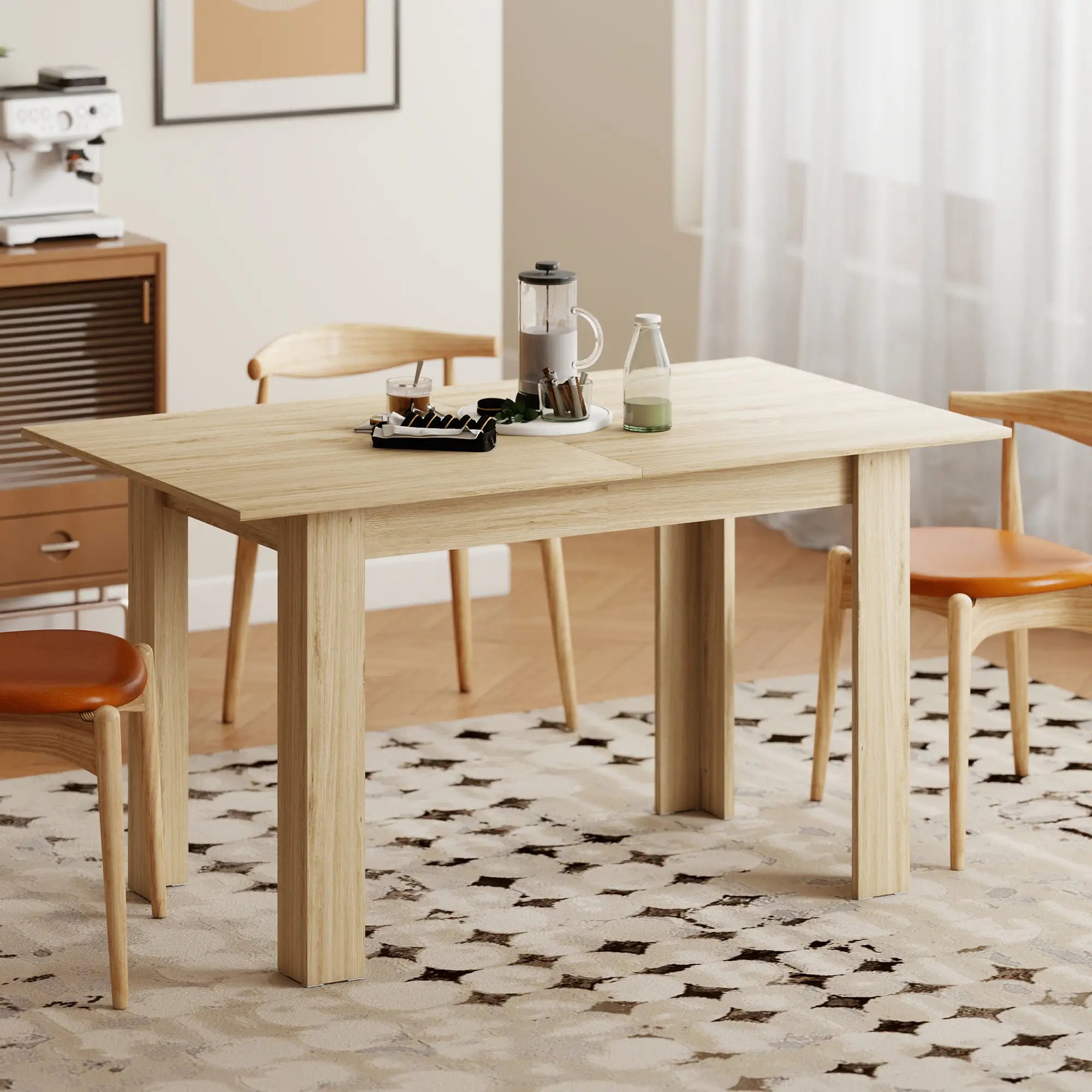 Extendable Dining Table, 55.1(70.9) x31.5 in, for 6-8, Natural Wood Dining Tables at Gallery Canada