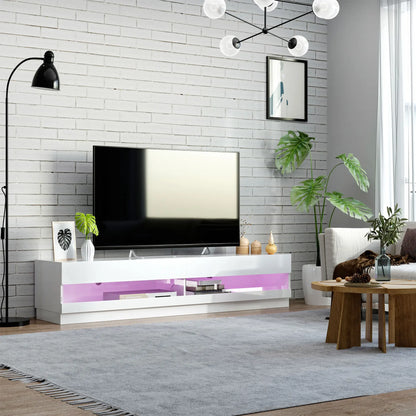 Lighted TV Stand for 75" TVs, Storage Cabinet, High Gloss, White TV Stands at Gallery Canada