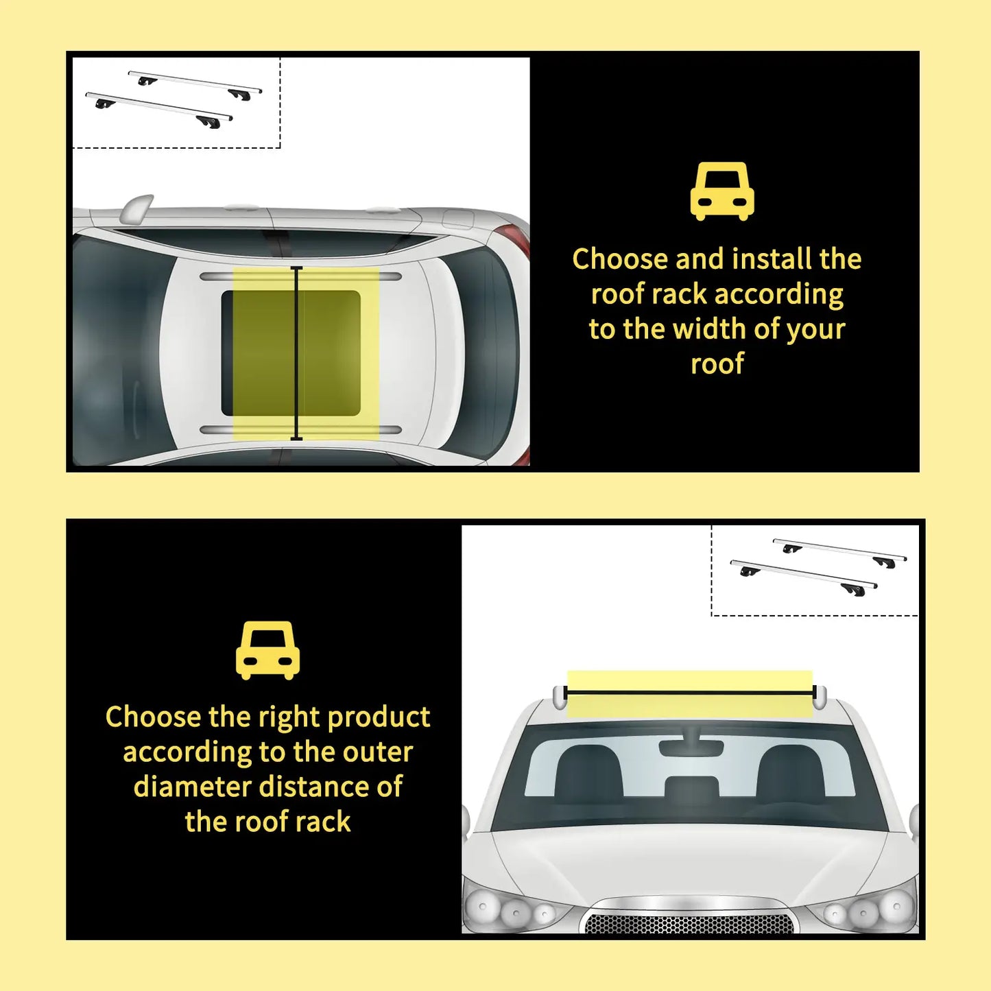 2pc Lockable Aluminum Roof Rack Cross Bars, Adjustable Luggage Carrier (53"), Silver Automotive at Gallery Canada