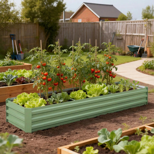 8'x2'x1' Galvanized Raised Bed, Elevated Planter Box, Light Green