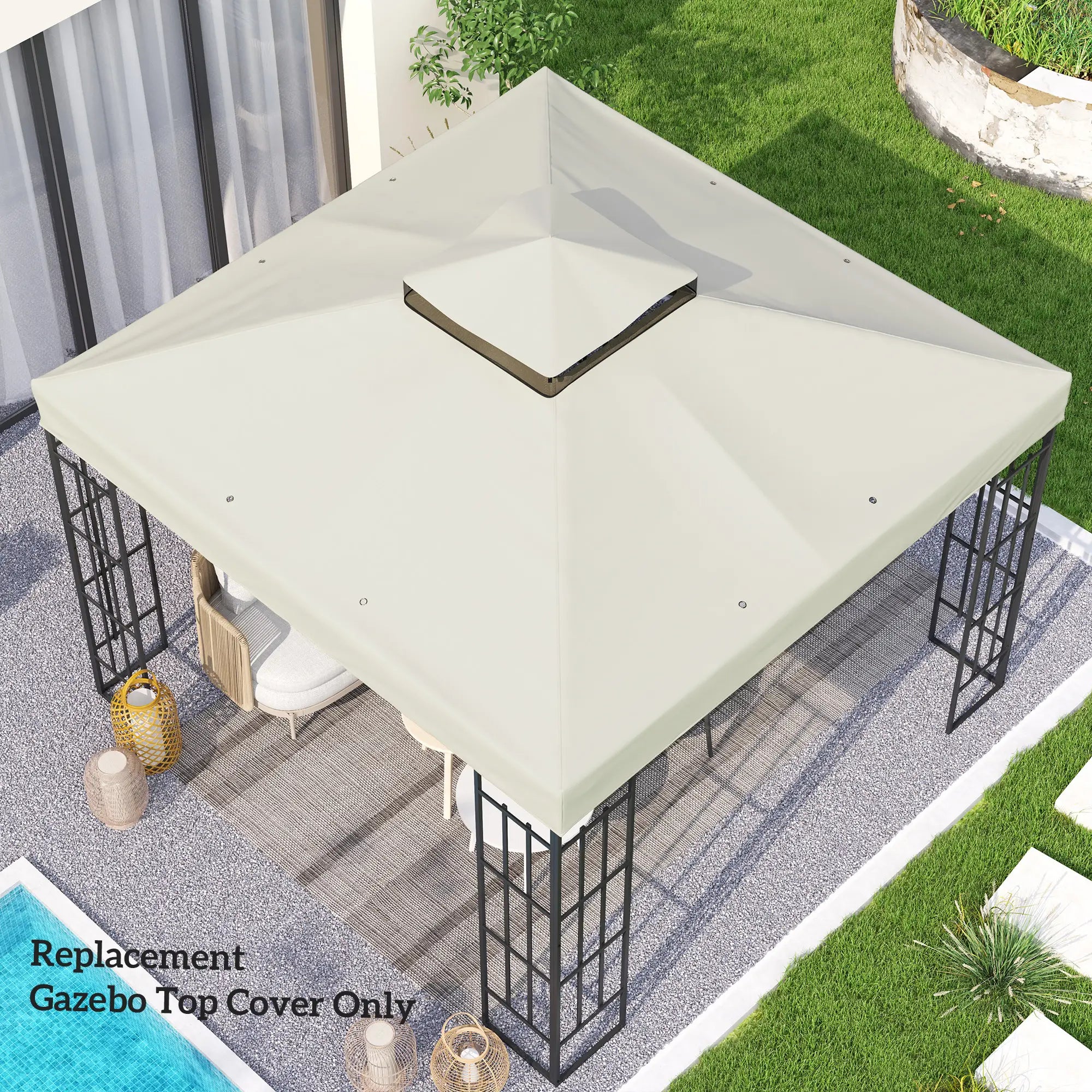 10' x 10' Gazebo Replacement Cover, UPF30+, 2-Tier Roof, Light Grey Gazebo Canopy Replacement at Gallery Canada