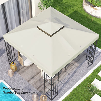 10' x 10' Gazebo Replacement Cover, UPF30+, 2-Tier Roof, Light Grey Gazebo Canopy Replacement at Gallery Canada