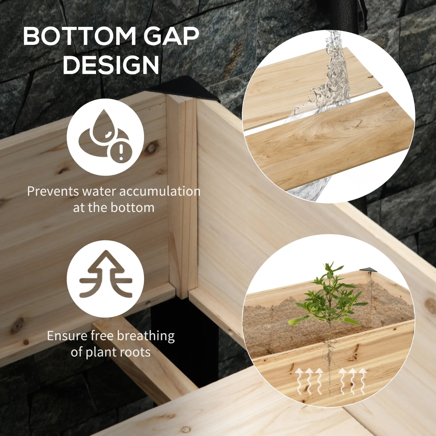 Raised Garden Bed, Elevated Planter Box, 47x24x29, Metal Frame, Wooden Pot Elevated Garden Beds at Gallery Canada