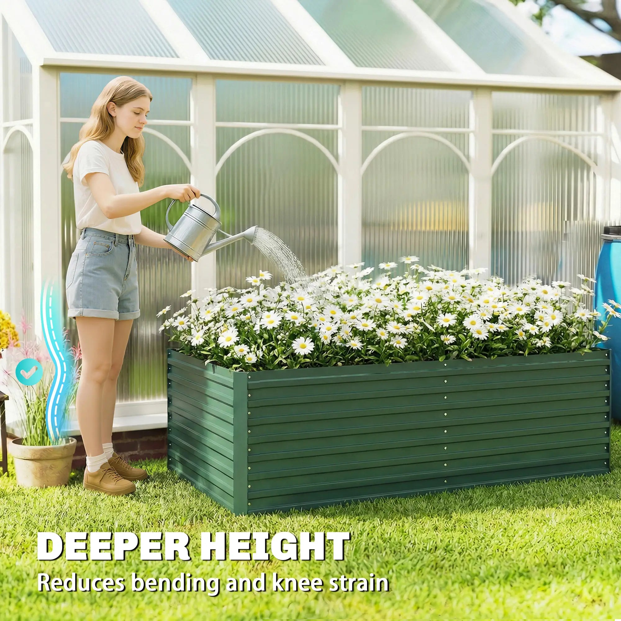Set Of 2 Galvanised Raised Garden Bed, 6 x 3 x 2 ft, Green Galvanized Planter Boxes at Gallery Canada