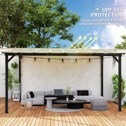 10' x 14' Gazebo à toit rigide, Mur Monté, Autoportant, UPF 50+, Toit imperméable