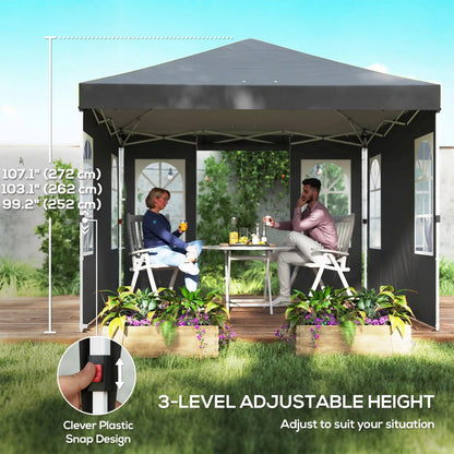 9.6 x 9.6 ft Pop Up Canopy Tent With 4 Sidewalls, UPF 50+, Dark Grey Pop Up Canopies at Gallery Canada