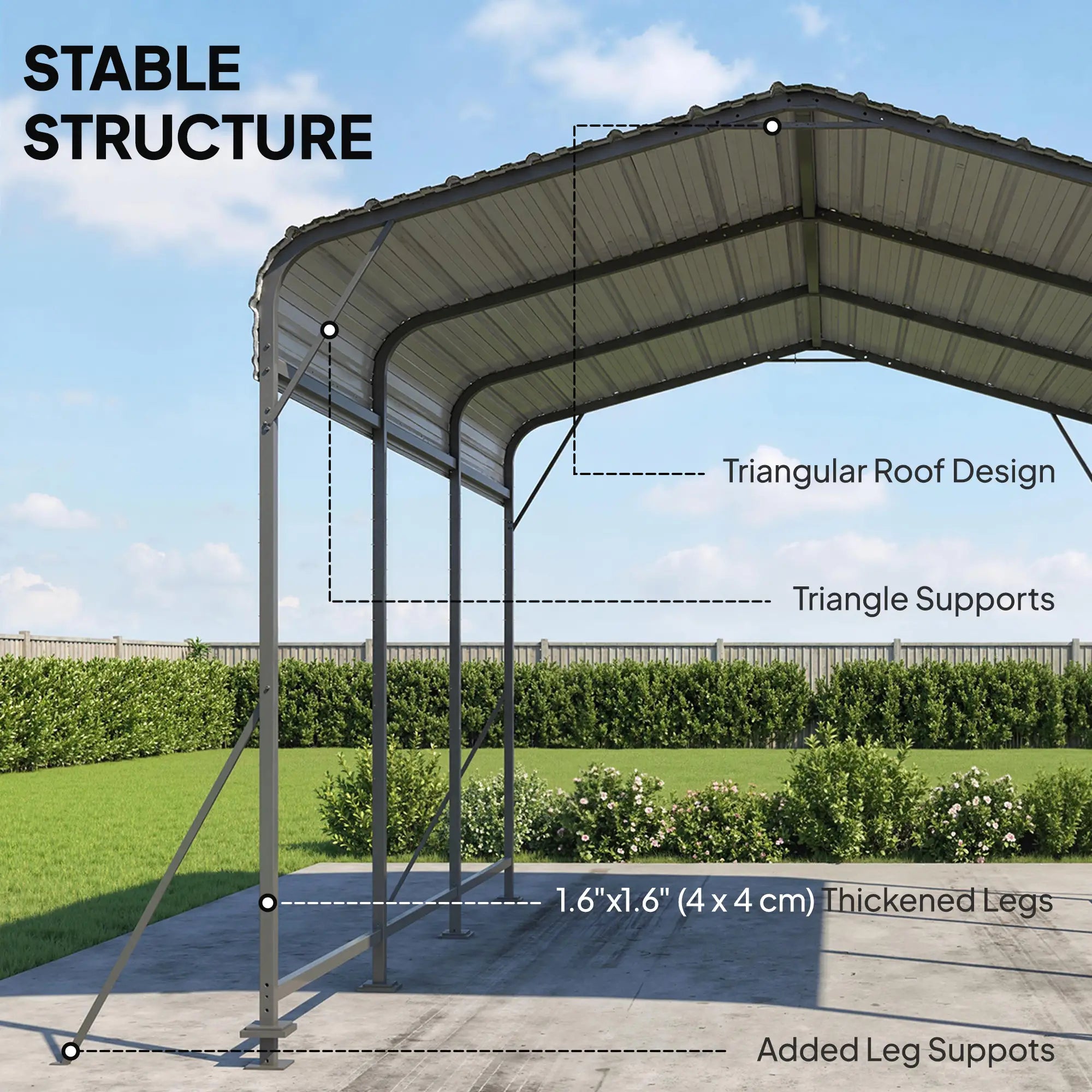 10 x 15FT Metal Carport, Heavy-Duty Canopy, Reinforced Frame, Dark Grey Car Shelters at Gallery Canada