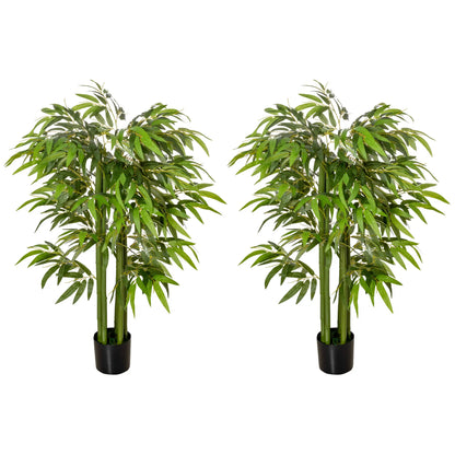 Set of 2, 4.5FT Artificial Bamboo Tree, Indoor Outdoor Decor Artificial Trees Green at Gallery Canada
