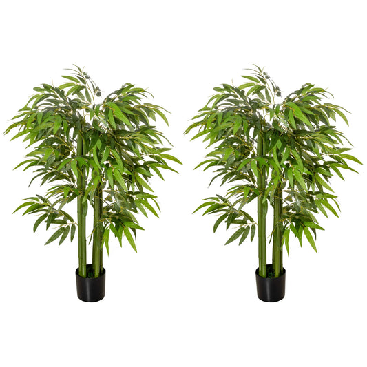 Set of 2, 4.5FT Artificial Bamboo Tree, Indoor Outdoor Decor Artificial Trees Green at Gallery Canada
