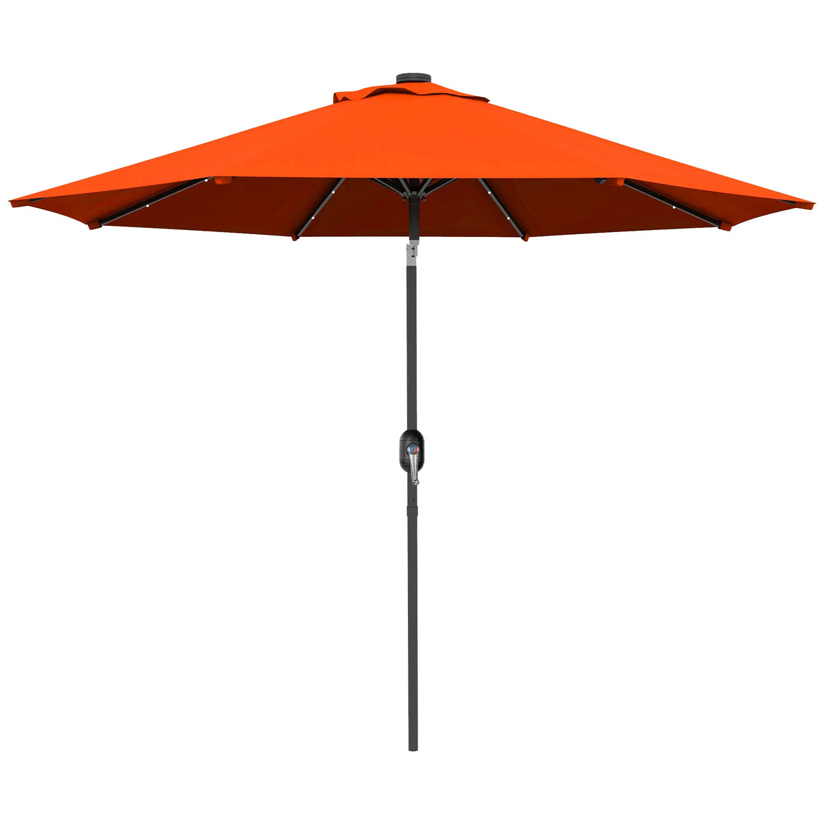 Parapluie de patio solaire de 9 pieds, 24 lumières LED, auvent inclinable, orange