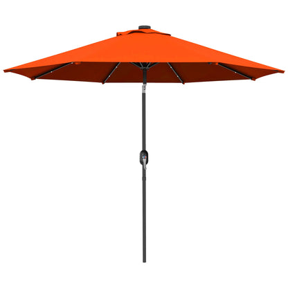 Parapluie de patio solaire de 9 pieds, 24 lumières LED, auvent inclinable, orange