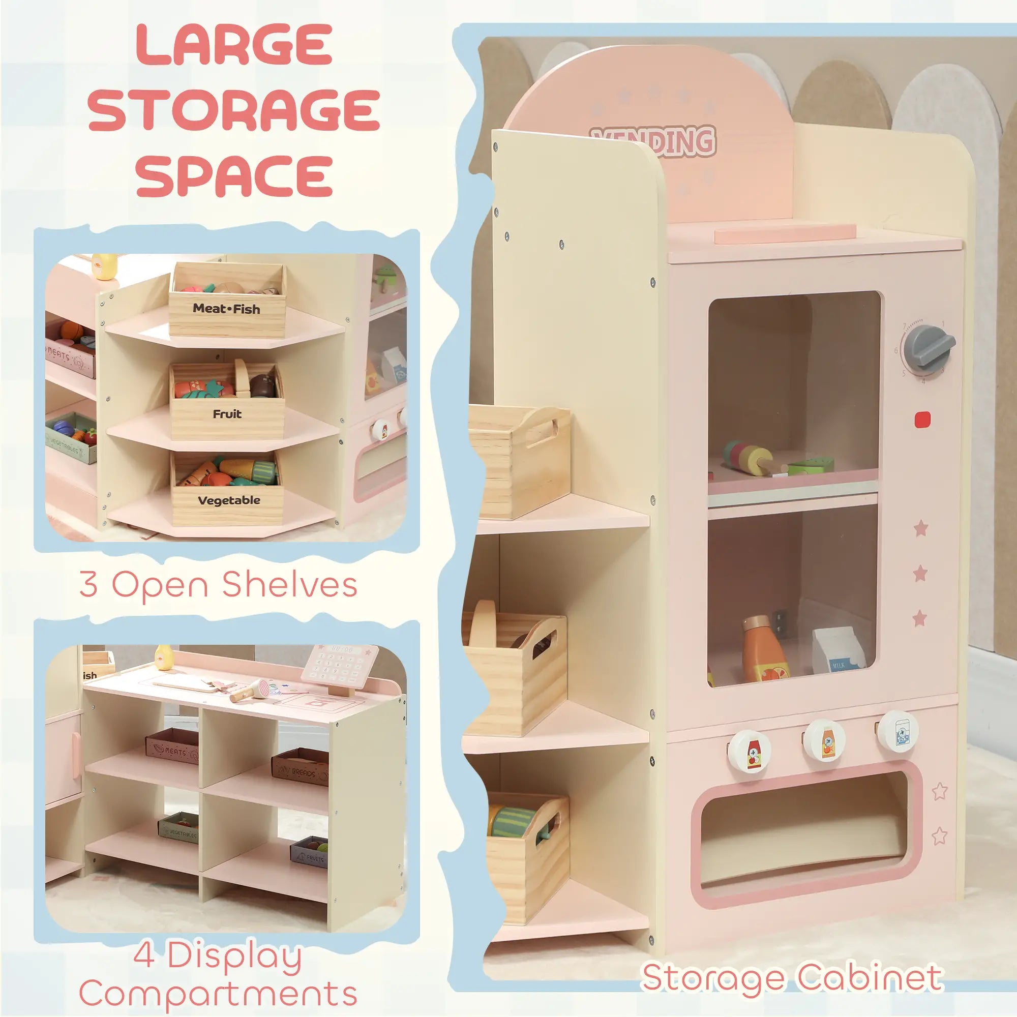 Kids Grocery Store Playset, Cash Register, Vending Machine, Pink Toy Playsets at Gallery Canada
