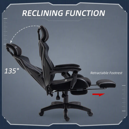 Gaming Chair, Ergonomic Computer Chair with Footrest, Headrest, Black Video Game Chairs at Gallery Canada