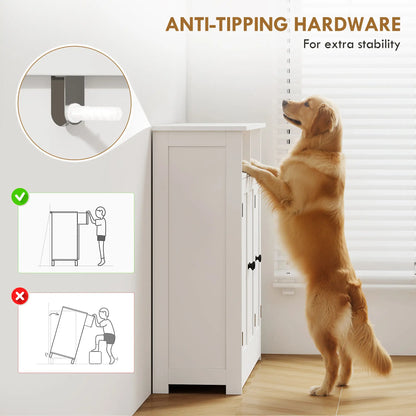 Freestanding Bathroom Floor Cabinet, 3 Doors, 2 Shelves, Adjustable, White Freestanding Bathroom Cabinets at Gallery Canada