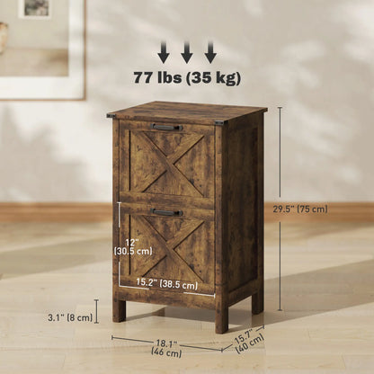 Vertical 2-Drawer Filing Cabinet, A4 Letter Size, Rustic Brown Office Cabinets & Cupboards at Gallery Canada