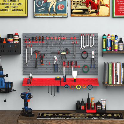 54 Piece Plastic Pegboard Panels, Wall Mounted Garage Storage, 50 Hooks, Red Tool Organizers at Gallery Canada