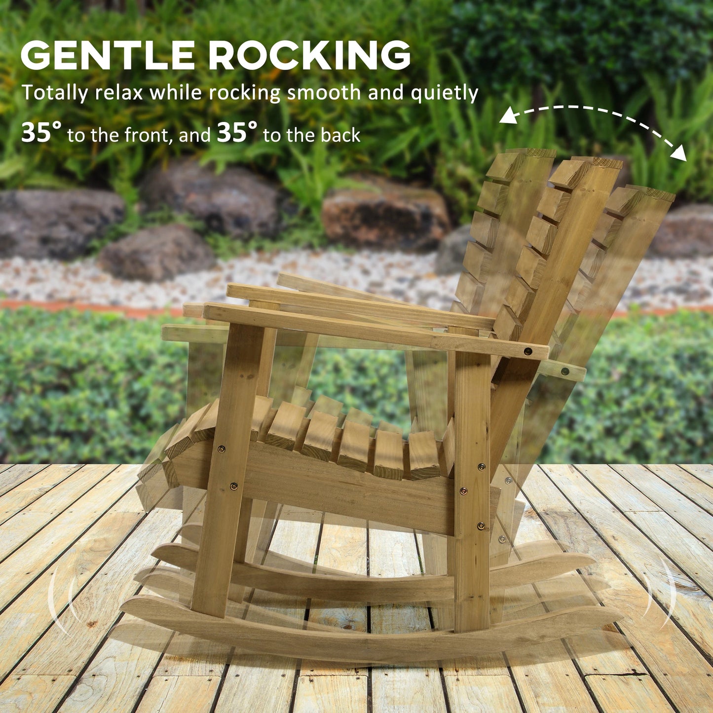 Wooden Outdoor Rocking Chair, Traditional Patio Rocker, Light Brown Outdoor Rocking Chairs at Gallery Canada
