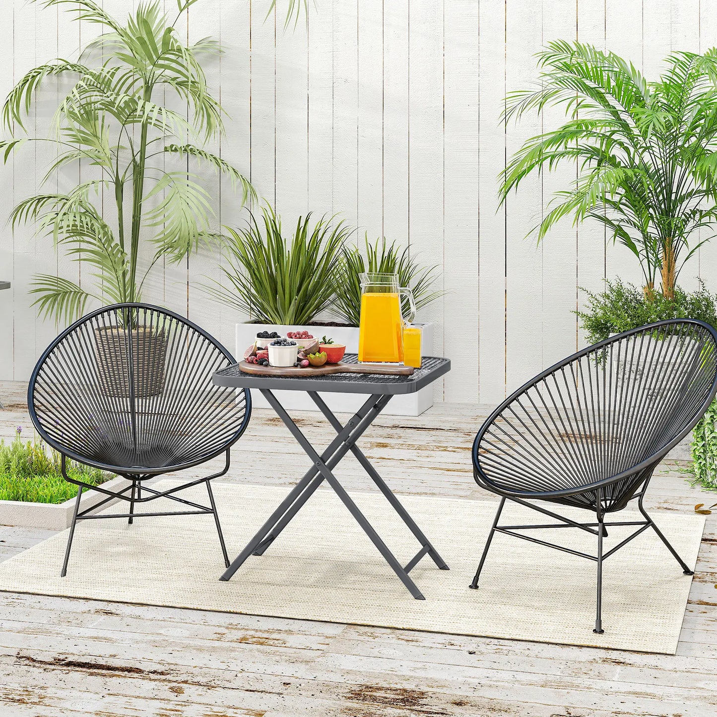 27.5" Square Outdoor Folding Table, Grid Rattan-Like Top, Light Grey Patio Dinning Tables at Gallery Canada