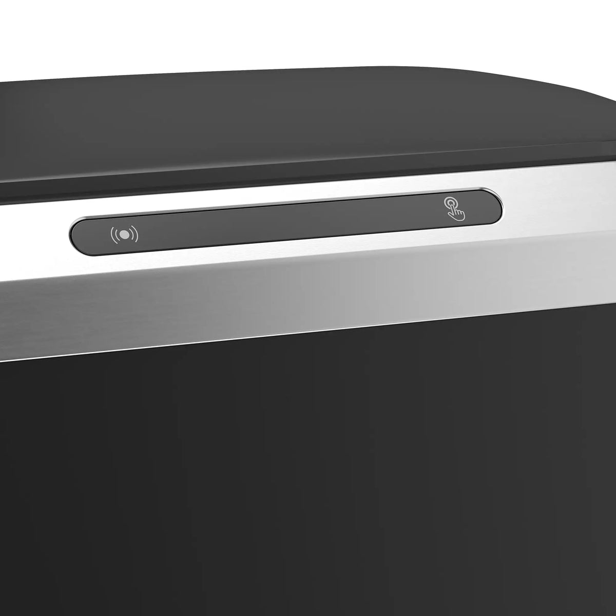 50L Touchless Trash Can, Black Stainless Steel Soft-Close Lid, Black
