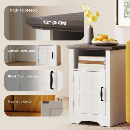 Set Of 2 Side Tables With Barn Door And Open Shelf Side Tables at Gallery Canada