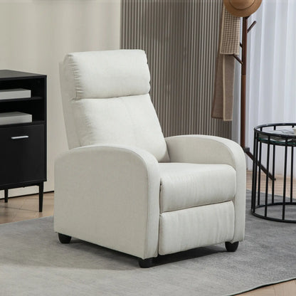 Fabric Recliner Chair, Manual Reclining Sofa, Padded Seat, Cream White Single Sofas at Gallery Canada