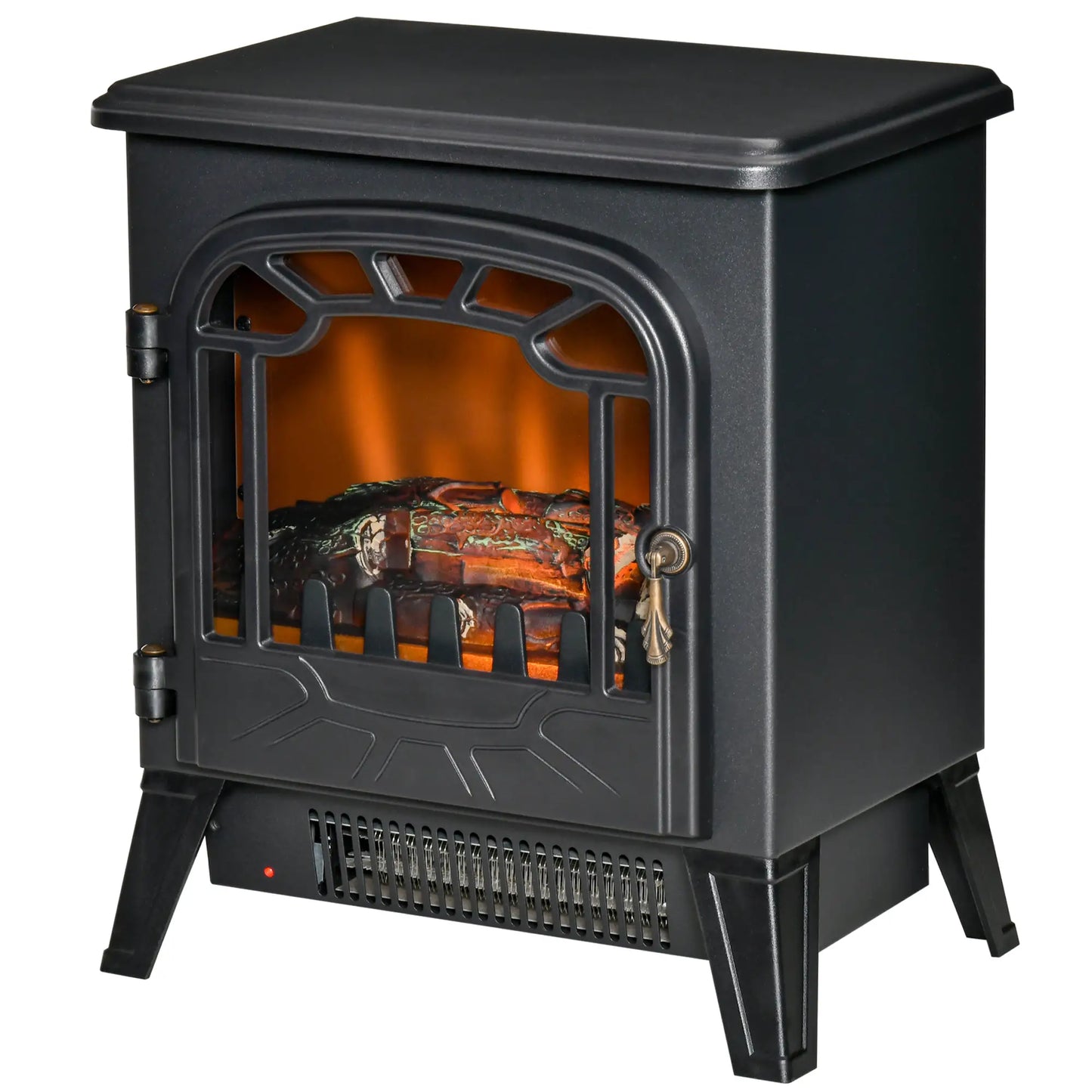 Freestanding Electric Fireplace Stove Heater, Realistic Flame, Overheat Protection, 750W/1500W, Black Electric Fireplaces at Gallery Canada