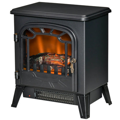 Freestanding Electric Fireplace Stove Heater, Realistic Flame, Overheat Protection, 750W/1500W, Black Electric Fireplaces at Gallery Canada