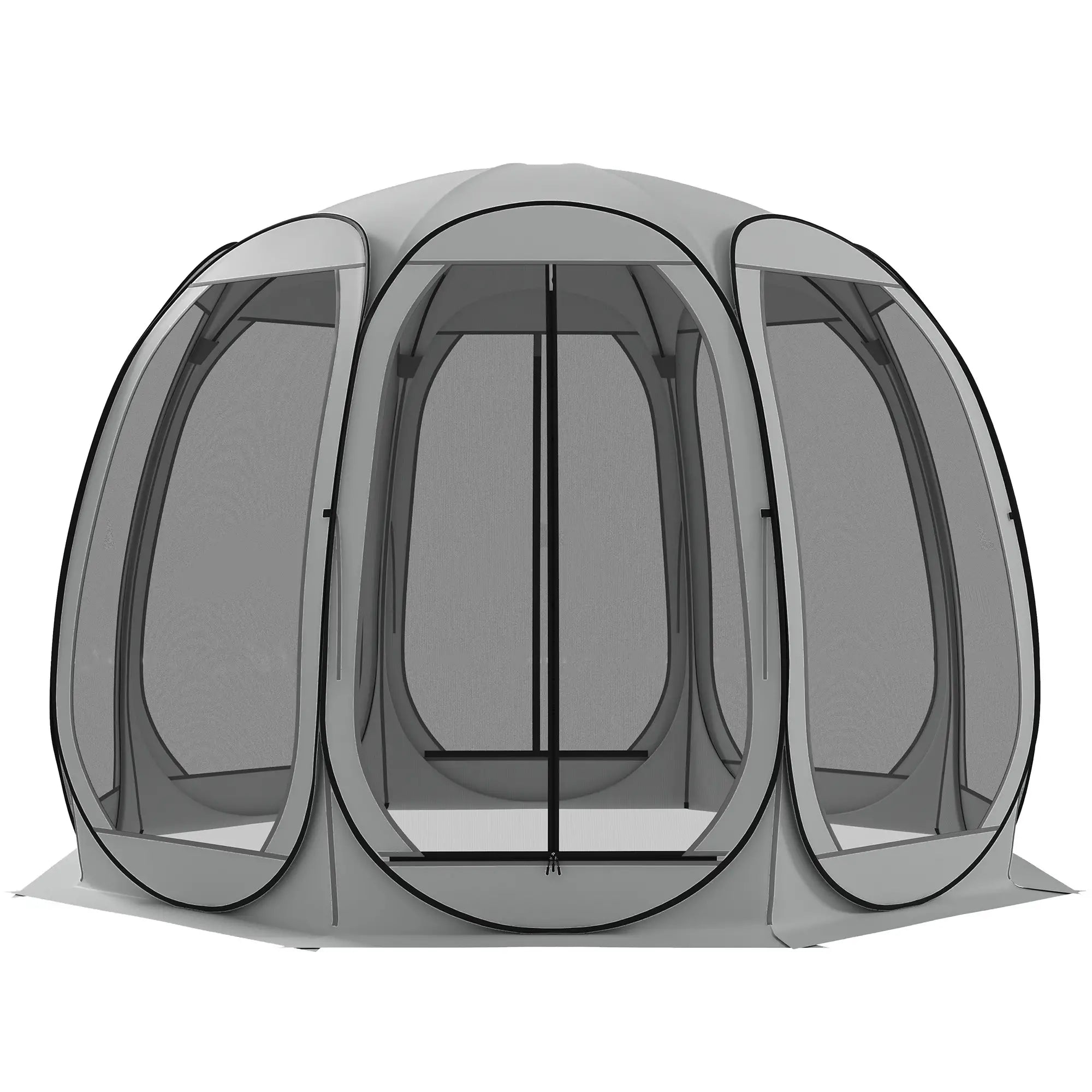 11' x 11.5' Screen Tent, Pop Up Camping Gazebo, Grey Camping Tents Grey at Gallery Canada