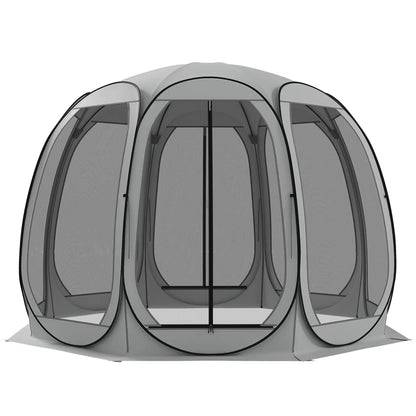 11' x 11.5' Screen Tent, Pop Up Camping Gazebo, Grey Camping Tents Grey at Gallery Canada