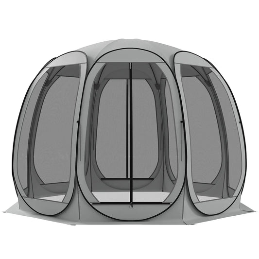 11' x 11.5' Screen Tent, Pop Up Camping Gazebo, Grey Camping Tents Grey at Gallery Canada