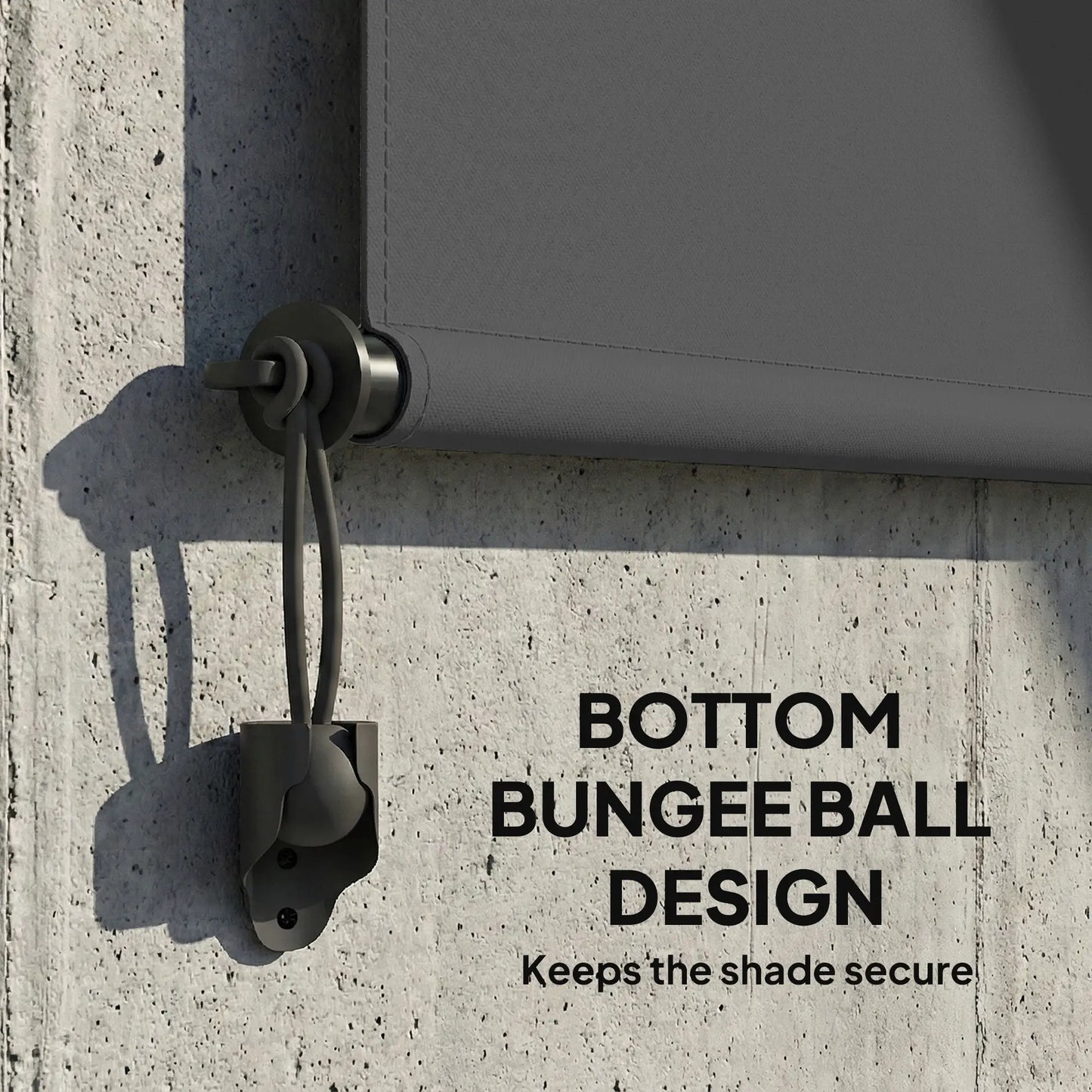 Cordless Roller Shade, UV Protection Waterproof, 98" L x 63" W, Dark Grey Side Awnings at Gallery Canada