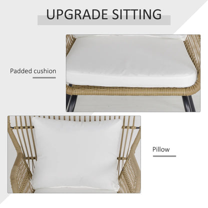 3 Pc Wicker Patio Set, Rattan Bistro with Table, Cushions, Outdoor, Coffee, White Bistro Sets at Gallery Canada