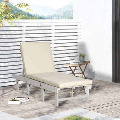Wooden Folding Chaise Lounge, Outdoor Chair, Adjustable Back, White Chaise Loungers at Gallery Canada