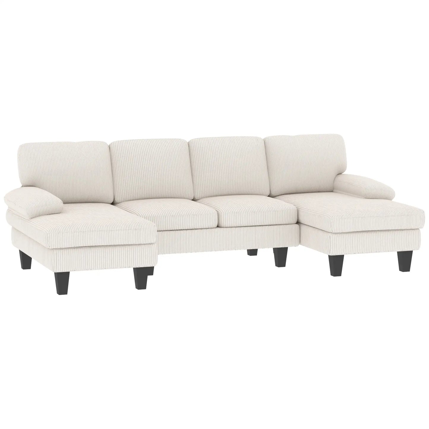 U-Shaped Sectional Sofa, Double Chaise, 2200lb Capacity, Beige 3-Seater Sofas at Gallery Canada